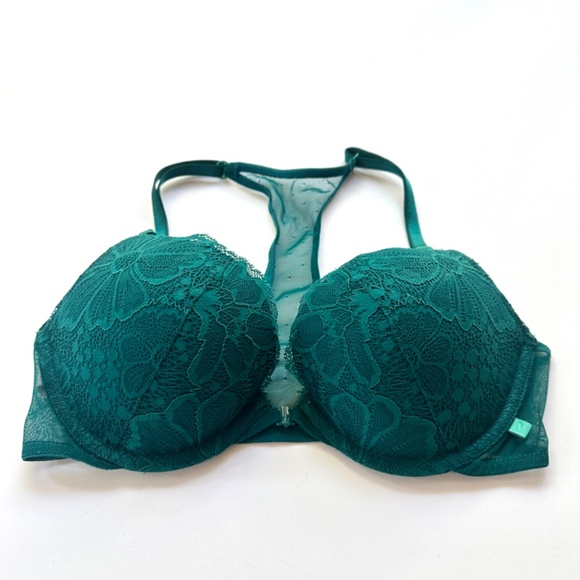 Victorias Secret Green Push-Up Front Closure RacerBack Bra 34C NWT - Picture 3 of 6